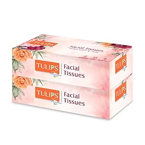 tulips facial tissue paper 80 pulls 3 ply pack of 2