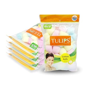 tulips soft color cotton balls 50 pcs x 5 packs  highly absorbent cotton balls for cosmetic amp hygiene use