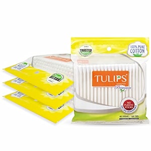 tulips premium cotton ear budsswabs pack of 4 with white paper sticks 80160 tips