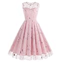 Tulle Embroidery Floral Dress for Women Sleeveless