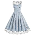 Tulle Embroidery Floral Dress for Women Sleeveless