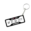 Customized Number Plate Keychain for Bikes and Cars Personalized Printed Gift Long Size printed, Black, Wood