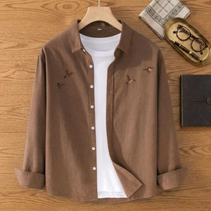 Tulsikunj Enterprise Men Embroidered Casual Brown Shirt