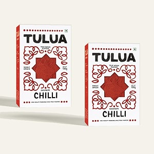 tulua kashmiri chilli premium powder lal mirch - 100gm each pack of 2  fresh and 100 natural  sourced from pampore kashmir  made with handpicked and sun-dried chillies  no added colours