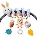 TUMAMA Spiral Car Seat Toys Baby Toys for 0 3 6 9 12 Months, Infant Stroller Toy Newborn Hanging Toys with Rattle, Teether