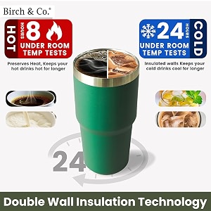 tumbler - coffee tumbler with lid - insulated travel coffee mug - tumbler bottle for hot and cold drinks leak proof stylish and functional design portable durable double wall bpa-free green