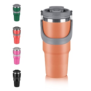 birch amp co stainless steel tumbler - coffee with lid insulated travel mug bottle for hot and cold drinks leak proof functional design portable durable double wall bpa-free orange 600 ml