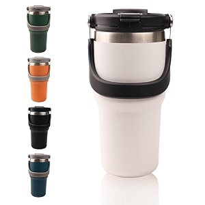 tumbler - coffee tumbler with lid - insulated travel coffee mug - tumbler bottle for hot and cold drinks leak proof stylish and functional design portable durable double wall bpa-free white
