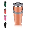 Birch &amp; Co. Stainless Steel Tumbler - Coffee With Lid Insulated Travel Mug Bottle For Hot And Cold Drinks, Leak Proof, Functional Design, Portable, Durable, Double Wall, Bpa-Free, Orange, 600 Ml