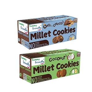 tummy friendly millet cookies for kids adults millet biscuits ragi and jaggery healthy snacks for kids babies 1 year old gift the best healthy cookies - 75 grams coconutoatschoco-2x75