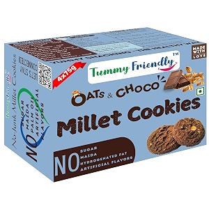 tummyfriendly foods oats choco millet cookies for kids adults millet biscuits ragi and jaggery healthy snacks for kids babies 1 year old gift the best healthy oats cookies - 4x75g