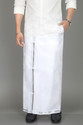 TUNI MANI Silver Jari Wlcro Pocket Dhoti Solid Men Dhoti