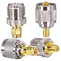 TUOLNK 4PCS SMA to UHF Adapter Male and Female, SMA to PL259 SO239 Coax Connector Kit for CB Radio, Antenna, Coaxial Cable Pure Copper and Nickel Plated, 50 Ohm, Low-Loss