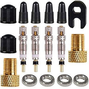 presta valve cores tubeless kit presta valve cap presta to schrader valve adapter 17pcs