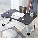 TUPI Smart Multipurpose Foldable Laptop Table with Cup Holder, Study Table, Bed Table, Breakfast Table, Foldable and Portable/Ergonomic & Rounded Edges/Non-Slip ->>> (Black)