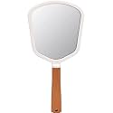 Handheld Aesthetic Mirror - Pentagonal Design | Portable Travel Compact Mirror with Wooden Handle for Makeup, Shaving and Grooming | Cute Hand Mirror for Men &amp; Women Vanity Use