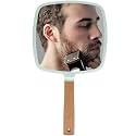 Wooden Hand Mirror - Green Square Design | Vintage Portable Bathroom Mirror for Makeup Kit, Vanity &amp; Dressing | Handheld Beauty Salon Mirror for Men &amp; Women Travel and Daily Grooming