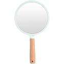 Wooden Hand Mirror: Vintage, Portable Bathroom Mirror, Ideal for Makeup Kit, Compact Mirror for Vanity, Hand Held Beauty Salon Mirror for Dressing (Green - Round)