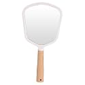 Wooden Hand Mirror: Vintage, Portable Bathroom Mirror, Ideal for Makeup Kit, Compact Mirror for Vanity, Hand Held Beauty Salon Mirror for Dressing (White - Fan)