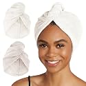 Turbie Twist Microfiber Hair Towel, Antique White &amp; Moonbeam (2 Pack)