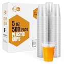 Turbo Bee 5oz Disposable Plastic Cups 500 Pack - Small Drinking &amp; Sample Cups, Bulk Multi-Use Tumblers for Beverages, Mini Desserts, Home, School, Parties, or Commercial Use