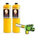 Turbo Flame Torch Kit with Igniter - Includes 2 MAPP Gas Cylinders | Ready-to-Use for Soldering, Brazing, Welding, Glass Blowing & Fire Starting