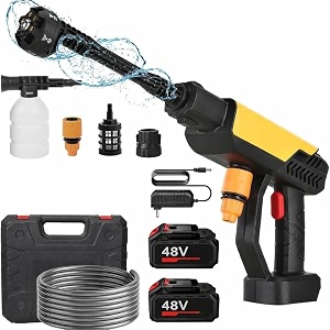 turbowash cordless portable 48v wireless pressure washer gun -12000mah high pressure water gun for car and bike precision bonsai pruning shears convenient flower cutters tool yellow1