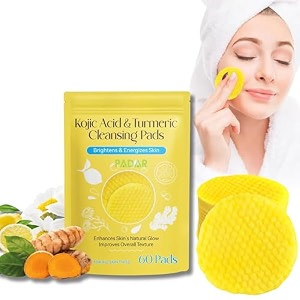 turmeric amp kojic acid face cleansing foaming pads for dark spots skin brightening amp acne prevention with vitamin c for all skin types 1 pack 60 pads