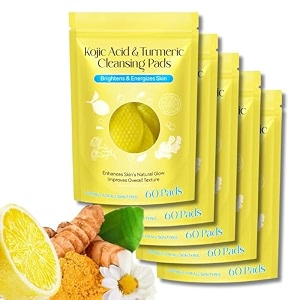 turmeric amp kojic acid face cleansing foaming pads for dark spots skin brightening amp acne prevention with vitamin c for all skin types 5 pack 300 pads