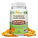 Turmeric Curcumin Supplement with Black Pepper Extract - 180 Capsules