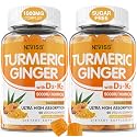 Turmeric and Ginger Gummies Supplement 1500mg w/ Vitamin D3 K2, Sugar Free