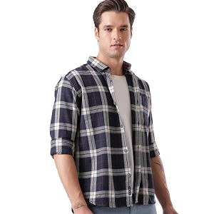 TURMS Mens Casual Checks Shirts Odor Control