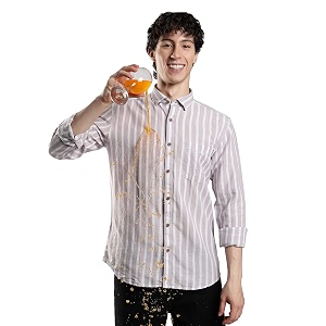 TURMS Mens Casual Striped Linen Shirts Odor