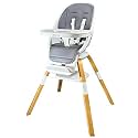 TruBliss Turn-A-Tot High Chair for Babies and Toddlers, 2 in 1 Wooden Portable Baby Feeder or Adjustable Child's Seat with 360 Degree Swivel, Removable Tray, and Pad (Earl Grey)