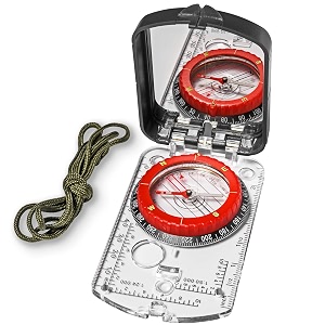 turnonsport mirror sighting compass - adjustable declination multi-function global needle lightweight - boy scout hiking orienteering camping