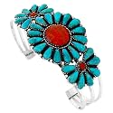 Southwest Style Genuine Gemstones 925 Sterling Silver Cluster Bracelet