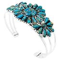 Southwest Style Genuine Gemstones 925 Sterling Silver Cluster Bracelet