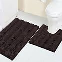 Turquoize Chenille Bathroom Rugs Set Non-Slip Bath