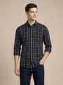 TURTLE Men Checkered Casual Black White Shirt