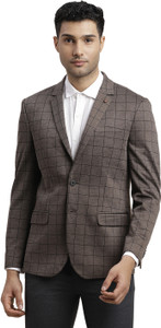 TURTLE Men Checkered Single Breasted Casual Blazer