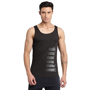 Turtle Men Cotton Blend Black Printed Tank