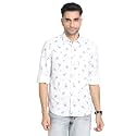 Turtle Men Cotton Linen White Printed Slim