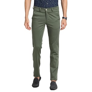 Turtle Men Cotton Stretch Olive Printed Narrow