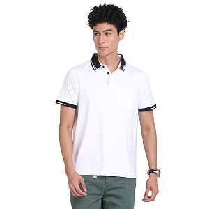 Turtle Men Cotton Stretch White Plain Polo