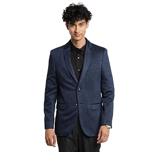 Turtle Men Knitted Checkered Blue Blazer