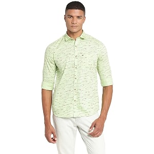 Turtle Men Light Green Cotton Printed Slim