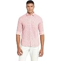 Turtle Men Pink Cotton Linen Printed Slim