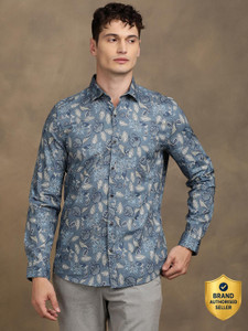 TURTLE Men Printed Casual Blue Shirt