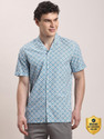 TURTLE Men Printed Casual Blue Shirt