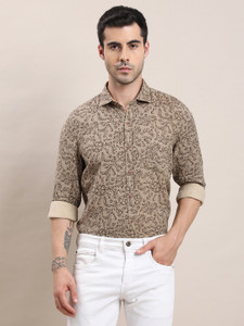 TURTLE Men Printed Casual Brown Shirt